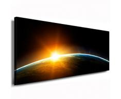 fotoleinwand24 Tableau sur toile non tissée haute qualité sur châssis prêt à poser style pop art Motif coucher de soleil dans l'espace 120 x 50 cm