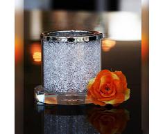 Bougeoir en verre, Collection "Crystal Diamonds", H=6,5 cm, transparent avec strass blanc, fait à main, style moderne - uniques (GERMAN CRYSTAL powered by CRISTALICA)