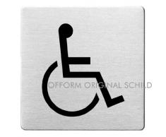 OFFORM Plaque de porte en acier inox brossé, pictogramme " Handicapés", 85x85 mm No.8934