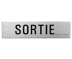 OFFORM Plaque de porte en acier inox brossé, pictogramme "Sortie" 160 x 40 mm No.27113