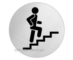 OFFORM Plaque de porte en acier inox brossé, pictogrammeCage descalier, Ø 75 mm No.39069