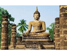 Poster 287 mural géant 366 x 254 cm Bouddha Wat Sra Si Temple de Sukhothai en 8 parties grandes dimensions