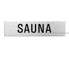 OFFORM Plaque de porte en acier inox brossé, pictogramme "Sauna" 160 x 40 mm No.8443