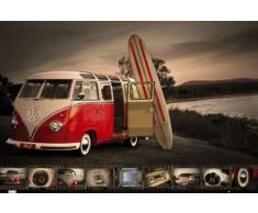 1art1 Voitures Poster - Bus VW, Planche De Surf, Détails Cockpit (91 x 61 cm)