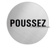 OFFORM Plaque de porte en acier inox brossé, pictogramme"Poussez" Ø 75 mm No.8549