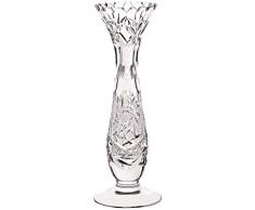 Vase, vase en cristal, Collection "LINA", transparent, fait à main, 21 cm, cristal, style moderne (GERMAN CRYSTAL powered by CRISTALICA)