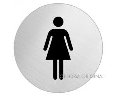 OFFORM Plaque de Porte en Acier INOX brossé, Pictogramme Toilettes Femmes, Ø 100 mm No.7702