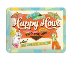 Nostalgic-Art Affiche publicitaire métallique en Anglais Happy Hour 20 x 15 cm