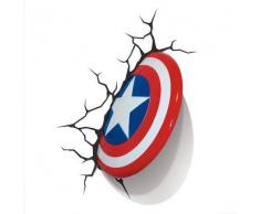 3D Light FX Applique Murale à Del Bouclier de Captain America Marvel Décoration 3D, 816733002187, Red, White and Blue