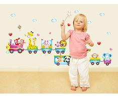 ufengke® Train de Bande Dessinée Avec des Animaux Mignons Stickers Muraux, La Chambre des Enfants Pépinière Autocollants Amovibles