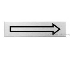 OFFORM Plaque de porte en acier inox brossé, pictogramme Direction / Flèche 160x40 mm No.10174