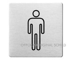 OFFORM Plaque de porte en acier inox brossé, pictogramme "WC Hommes", 85x85 mm No.48111
