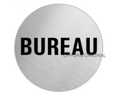 OFFORM Plaque de Porte en Acier INOX brossé, Pictogramme Bureau Ø 75 mm No.8551