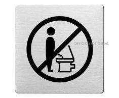 OFFORM Plaque de porte en acier inox brossé, pictogramme "Asseyez vous s.v.p.", 85x85 mm No.48118