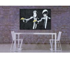 Impression sur toile de l "œuvre «graffiti de banksy 100 x 70 cm-pulp fiction toile sur châssis pop-art, peintures, art, posters, photos en décoration-ce produit n'est pas un poster
