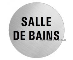 OFFORM Plaque de porte en acier inox brossé, pictogrammeSalle de Bains Ø 75 mm No.8705