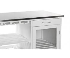 Meuble chariot de rangement desserte de cuisine sur roulettes avec plateau en acier inoxydable