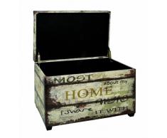Haku Möbel 30987 Coffre de Rangement MDF/Simili Cuir Multicolore Motif Vintage 40 x 65 x 42 cm