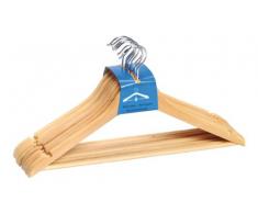WENKO Cintre Eco naturel - set de 8 cintres, barre pour pantalons, encoches jupes, Bois, 45 x 23.5 x 1.2 cm, Marron