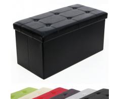 Songmics Pouf Coffre de Rangement gain de place Boîte Tabouret Pliable noir 76 x 38 x 38 cm LSF105