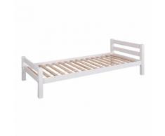 Letto singolo Jesse in legno massiccio laccato bianco