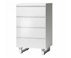 Cassettiera alta Sydney con quattro cassetti laccata bianco lucido