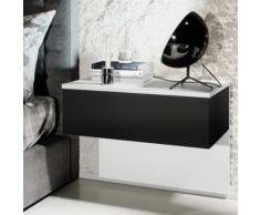 Comodino sospeso laccato Sleep in bianco opaco e nero opaco