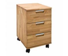 Cassettiera su ruote Masimo in legno massiccio di rovere rustico