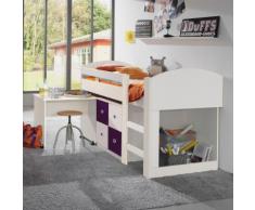 Letto singolo combinato Lillà I in bianco e viola opaco