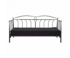 Letto singolo Line in ferro battuto nero