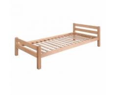 Letto singolo Jesse in legno massiccio di faggio naturale