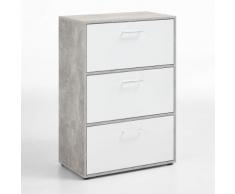 Scarpiera Alkes I in effetto cemento e bianco lucido