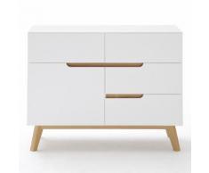 Comò Cervo I in bianco opaco e rovere massiccio