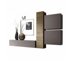 Parete attrezzata Cube IV in peltro opaco e rovere miele
