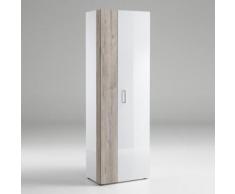 Armadio guardaroba Vega in bianco lucido e rovere sabbia