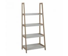 Scaffale Wally con 4 ripiani laccati bianchi e struttura in bambù