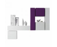 Parete attrezzata Color VI in bianco e viola lucido