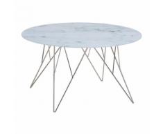 Tavolino Prunus 80 con piano in vetro effetto marmo