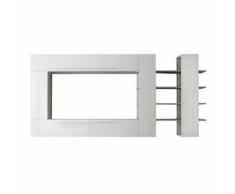 Parete attrezzata Line IX in bianco lucido e rovere grigio