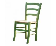 Sedia in legno Nature con seduta in paglia e verniciata colore verde