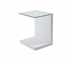 Tavolino in laminato bianco con piano in vetro Tupit