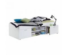 Letto singolo Adhara con cassettoni in bianco opaco