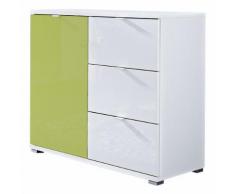 Comò Colorado I in bianco e verde lucido