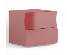 Comodino Onda con due cassetti in rosso lucido