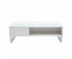Tavolino con piano alzabile in laminato bianco e vetro Azalea