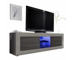 Mobile porta TV Basic M con 2 ante in peltro opaco e wengè