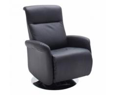 Poltrona relax Marsiglia in pelle nera con poggiapiedi