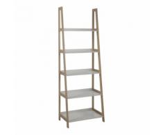 Scaffale Wally con 5 ripiani laccati bianchi e struttura in bambù