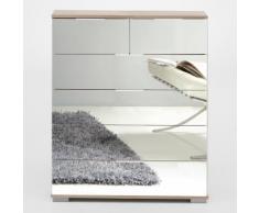 Cassettiera Girasole IV 6 cassetti in essenza rovere fresato e specchio