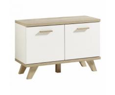 Panca portascarpe Oslo in bianco opaco e essenza rovere Sanremo